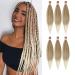 BETHANY Pre Stretched Braiding Hair Ombre Braiding Hair for Black Women 24 Inch 6 Packs Hair Extensions Professional Soft Yaki Texture Synthetic Fiber Crochet Braids Hair(27/613)