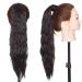 One Piece Curly Wrap Around Ponytail Hair Extension 20 Inch Synthetic Magic Yaki Ponytail Corn Wave Ponytail Synthetic Ponytail - Natural Black 20 Inch Natural Black