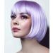 Bob Short Purple Wig with Bangs for Women - Lavender Silky Straight Costume Cosplay Party Daily Use 12 - Heat Resistant Synthetic Hair (Light Purple) - Buy Online on GoSupps.com