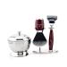 Black synthetic hair shaving brush with five edge razor steel stand and bowl 4 piece shaving set