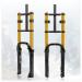 LSRRYD 20 Inch Bike Fat Fork 4.0" Tire Air Suspension Fork Double Shoulder 1-1/8" Disc Brake QR 135mm Travel 110mm Adjustable Rebound for Snow Beach XC MTB Bicycle 2880g (Color : 20'' Gold)