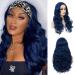 Blue Long Wavy Wigs for Women Synthetic Curly Middle Part Heat Resistant Fiber Hallowenn Party Costume Wig