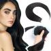Elailite Human Hair Extensions Tape in #1 Black 20 pieces Invisible Glue Hair Extension Adhesive Strips Real Human Hair 25cm 20g