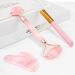 Jade Roller & Gua Sha 3 in 1 Set Real Jade Roller for Face - Face Roller Natural Skin Care Tools - Face Massager Facial Roller for Skin Body Eyes Neck - Tones Firms Depuff (Rose Quartz Jade)