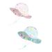LANGZHEN Beach Sun Protection Hat for Baby Girls Adjustable Toddler Kids Hat Wide Brim Summer Play Hat with Chin Strap Flamingo-Pink+Blue 1-2 Years