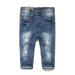 KIDSCOOL SPACE Baby Girl Boy Slim Jeans Little Kid Elastic Waist Ripped Denim Pants 7-8 Years Slim Blue