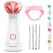 Facial Steamer Nano Ionic Hot Mist Face Steamer Home Sauna SPA Face Humidifier Atomizer for Women Men Moisturizing Unclogs Pores Spa Quality A-rose Gold