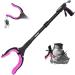 Jellas Reacher Grabber Tool, 90 Rotating Head, 32" Foldable Claw Grabber with Strong Grip Magnetic Tip and Shoehorn, Reaching Assist Tool for Trash Pick Up, Litter Picker, RGSP01 (Purple)