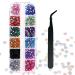 Clyhon 2500PCS Rhinestones Flat Back Gems Crystal AB Rhinestones Nail Art Gems with Pick Up Tweezers Nail Art Tools for Nails Clothes Face Craft