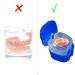 Obanim 2-Piece Prosthesis Bathing Builder Box Holder - Travel Storage Container with Sieve Basket for False Teeth Cleaning (White/Blue) - Buy Online on GoSupps.com