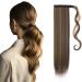 Ponytail Extension Wrap Around Long Straight Curly Clip in Ponytail Hair Extensions for Women Brown Black Blonde Hairpiece 23"-Straight Dark Brown & Sandy Blonde