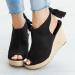 Womens Casual Summer Wedge Sandals | Open Toe Ankle Strap Platform Sandals | Comfortable Walking Beach Shoes - Black, Size 8.5 - Buy Online on GoSupps.com