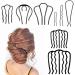 8 Piece Hair Side Combs U Hair Pins Hair Fork Clip Hair Stick for Updo Bun, U Shaped Teeth Hair Combs for Vintage Hairstyle Hair Accessories