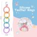 Vicloon Baby Teething Toy Set | Food Grade Silicone Teether Chew Toy for Babies 0-24 Months | Attachable Baby Teether Links in Pink Purple - Buy Online on GoSupps.com