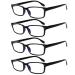 Kerecsen 4 Pack Reading Glasses for Women/Men Spring Hinges Readers Glasses Lightweight Eyeglasses 4 Pack Black 2.0 Diopters