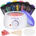 Waxing Kit, Wax Warmer for Hair Removal with 6 Packs Wax Beads & 10Pcs Waxing Applicator Sticks, Painless at Home Waxing Kits for Full Body Bikini Brazilian Face Eyebrow Legs White