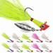 Shad Darts Fishing Lures Dart Head Jig Underspin Bucktail Hair Jigs Head for American Shad Bass Walleye Crappie Panfish 1/16oz 1/8oz 1/4oz White Chartreuse 25 Pack 1/8 oz (3.5g)-25 Pack
