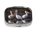 Three Pelicans Printing 2 Compartment Small Pill Case Cute Small Pill Box Purse Pill Boxs Travel Pill Organizer for Pocket Purse and Travel Gifts