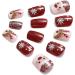 Vatocu Christmas False Nails - Short Red Press On Nails with Snowflakes, Elk, Snowman Design - 24pcs for Women and Girls - Buy Online on GoSupps.com