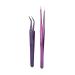 Straight & Curved Tweezers 2 Pieces Eyelash Extension Tweezers Set Stainless Steel Tweezers Lash Extension Tweezers Eye Makeup Tools Purple