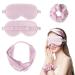 Silk Sleep Mask Silk Hairband Silk Hair Scrunchies Sleep Mask Set Elastic Strap Silk Headbands Hair Ties Bands for Women and Girls(Rose Gold)