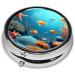 Coral Fish Underwater Round Pill Box | 3 Compartments Portable Organizer for Travel | Ideal Purse & Pocket Size - Buy Online on GoSupps.com