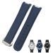 KKFAUSE watch bracelet made of rubber with curved end suitable for Omega Seamaster 300 AT150 Aqua Terra 8900 Speedmaster Silicone wrap bracelet 19 mm 20 mm blue with pointed tip 19 mm