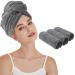 KinHwa Quick Dry Hair Towel for Women Super Absorbent Hair Drying Towel for Curly Long Thick Hair Anti-frizz Large Size 3 Pack Dark-Gray Dark Grey 3 Pack