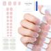 Semi Cured Nail Wraps - 24PCS Semi Cured Gel Nail Strips - French Tip Stickers French Manicure Stickers - Long Lasting Gel Nail Stickers with Soft Glossy Gel Finish
