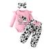 UUAISSO Baby Girls Clothes Cow Letter Print ruffled Long Sleeve Tops and Pants Infant Clothing Outfits Gifts 3-6 Months pink cow