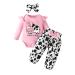 UUAISSO Baby Girls Clothes Cow Letter Print ruffled Long Sleeve Tops and Pants Infant Clothing Outfits Gifts 6-12 Months pink cow