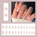 French False Nails Short 24Pcs Almond Press On with Wavy Pattern White Swirl | Oval Fake Nails with Glue for Women & Girls - Buy Online on GoSupps.com