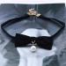 Vintage Satin Choker Necklace with Pearl Pendant & Black Bow - Punk Leather Collar Jewelry for Women & Girls - Buy Online on GoSupps.com