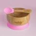 Nohla Bamboo Baby & Toddler Suction Plate Bowl Set with Silicone Spoon - Eco-Friendly BPA-Free Weaning Kit for Secure Grip on Smooth Surfaces - Pink - Buy Online on GoSupps.com