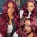 Sdamey 99j Burgundy Lace Front Human Hair Wig 26 Inch Body Wave HD Transparent Pre Plucked 180% Density Brazilian Virgin Red Wig for Black Women - Buy Online on GoSupps.com