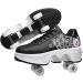 LDTXH Double-Row Deform Wheel Automatic Walking Shoes | 2 in 1 Roller Skate | Removable Pulley Skates for Girls Boys | Outdoor Parkour Shoes | Black Powder - US 9 - Buy Online on GoSupps.com