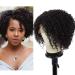 WIGENIUS Short Kinky Curly Human Hair Wig L Part Lace Front Wigs for Black Women Short Curly Brazilian Human Hair Wigs with Natural Hairline (12inch Black) 12" Natural color (Kinky curl Lace)
