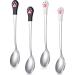4 Pieces Dog Cat Spoon Pet Can Spoon Stainless Steel Pet Food Spoon Cat Claw Spoon for Dog and Cat Food Can, White and Black