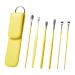 6-Piece Ear Pick Earwax Removal Kit Ear Cleaning Tool Set Ear Scraper Cleaner 360 Spiral Design Ear Canal Cleaner Stainless Steel with Storage Box Portable Kit for Home and Travel(Light luxury sty Light luxury style lemon yellow