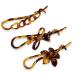 Parcelona French Twist n Clip Flower  Bow and Chain Savana Celluloid Acetate Set of 3 Metal Free Hair Clip Barrettes Tortoise Shell  Tokyo