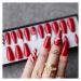 Fake Nail Patches 24 Pieces Christmas Reindeer False Nails Hand Painted elk Red 3D Acrylic Crystal DIY Style Art Fake nalis Tips Press on Nails (Color : H-072-C)