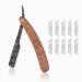 Professional Straight Edge Razor with 10 Replaceable Single Blades Wooden Handle Barber Razor Premium Stainless Steel Shaver Razor for Men Salon & Home Grooming Using - Brown