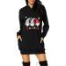 Women's Christmas skirt Hoodie costume Cartoon hoodover party clothes with bag top long -sleeved shirt blouse dresses Christmas dresses black m