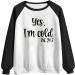 oelaio Womens I'm Yes Cold Me 24:7 Printed Funny Sweatshirt Raglan Long Sleeve Crewneck Letters Casual Loose Pullover Top Black - Buy Online on GoSupps.com