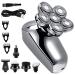 6 in 1 Multifunction Rechargeable Electric Men Electric Shaver 6D Floating Heads Low Noise Mens Head Shaver for Men Silver With Box