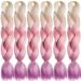 Braids Extension-Ombre Braiding Hair Colorful Blonde Pink Purple Blond Rosa Lila Jumbo Braids 6PCs/Pack Kunsthaar for braiding 100g/PC Synthetic Kanecalon 613#-Pink-Purple