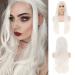 White Long Curly Wig for Women Wavy Hair Synthetic Fiber Cosplay Daily Wigs White Wigs