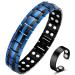 Vicmag Men Magnetic Bracelets Titanium Steel Magnet Bracelet Ultra Strength Double Row 3500 Gauss Wristband Brazaletes with Adjustment Tool & Jewelry Gift Box (3 Link Blue)