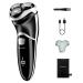 Men Electric Razor, ROAMAN Rechargeable Corded and Cordless Electric Shaver for Men with Pop-up Trimmer, Wet Dry IPX7 Waterproof, Wall Adapter 100-240v Black