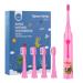 7AM2M Kids Electric Toothbrushes with 4 Brush Heads, 3 Modes with Memory, IPX7 Waterproof, 2 Minutes Build-in Smart Timer, Baby Kids Toothbrushes Suitable Age 3+ (Pink) Am103-pink